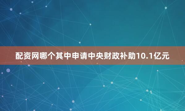 配资网哪个其中申请中央财政补助10.1亿元