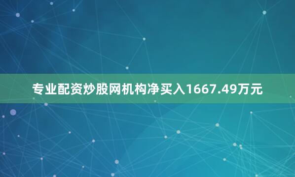 专业配资炒股网机构净买入1667.49万元